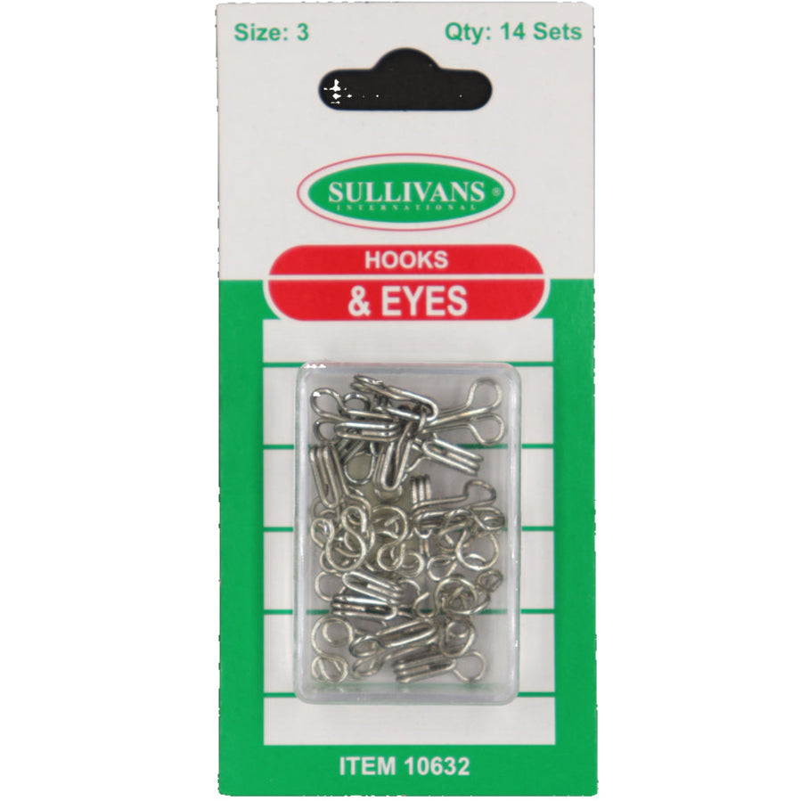 14pc Size 3 Silver Hook & Eyes