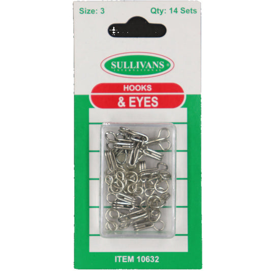 14pc Size 3 Silver Hook & Eyes