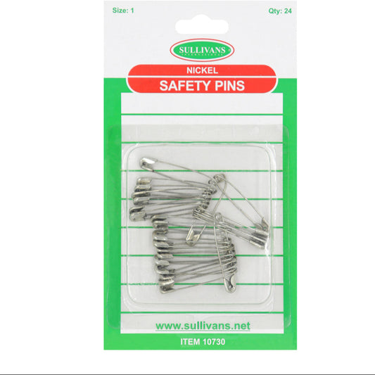 24pc Size 1 Nickel Safety Pins