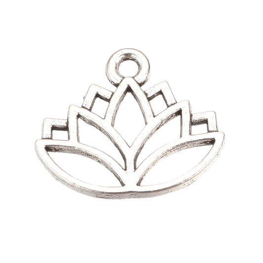 Silver Lotus Flower Charm