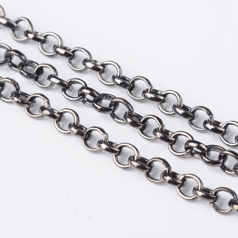 1M Gunmetal Black Rolo Chain