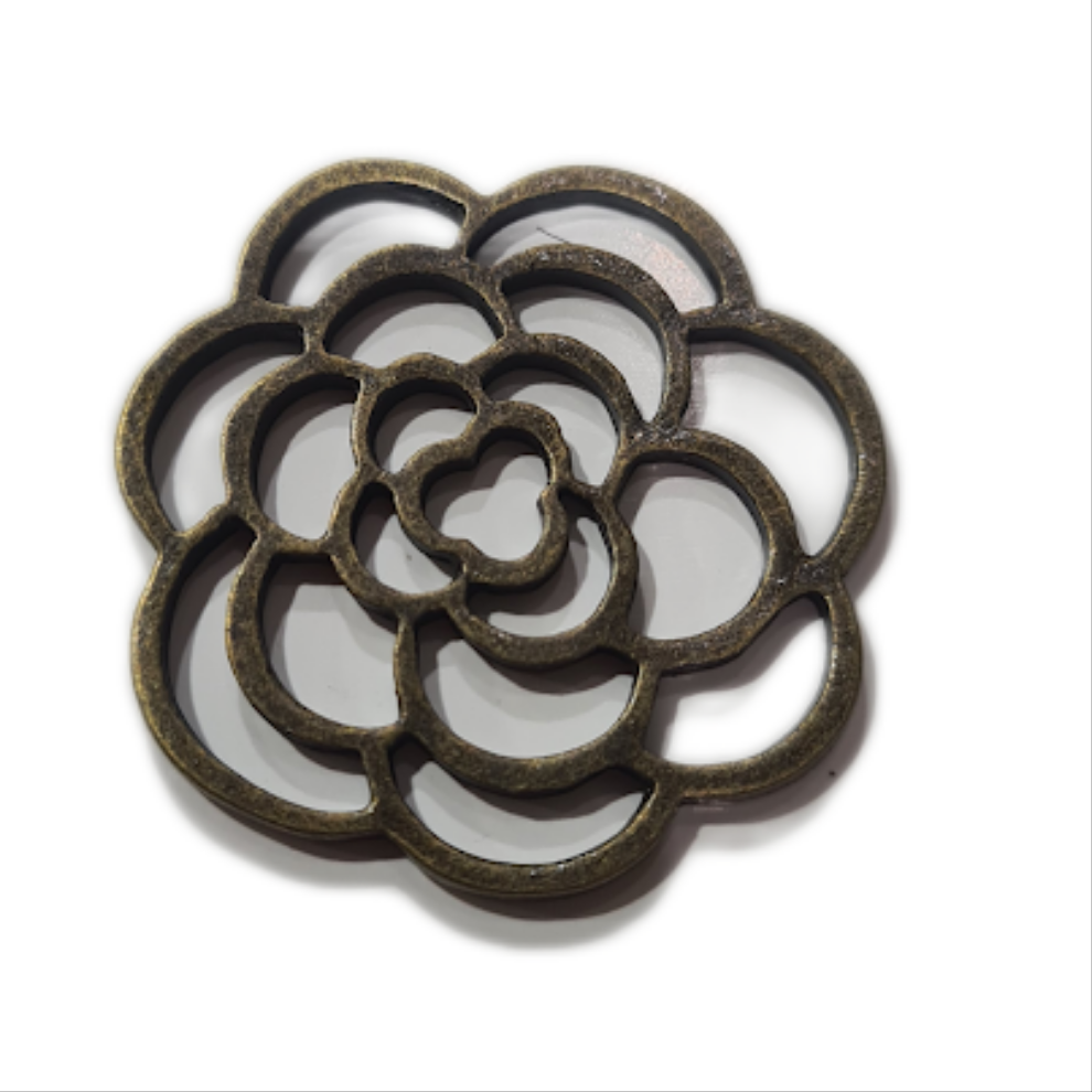Bronze Open Rose Charm Pendant