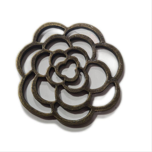 Bronze Open Rose Charm Pendant