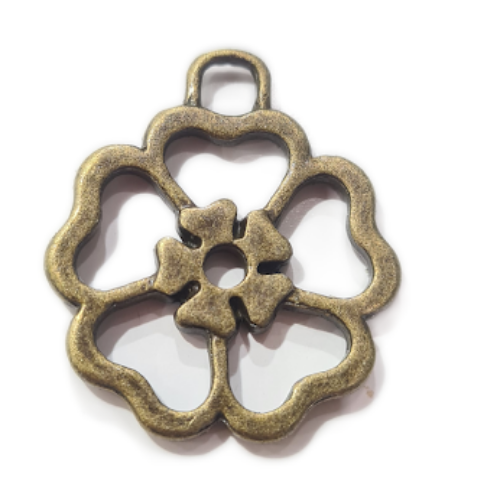 Bronze Flower Charm Pendant