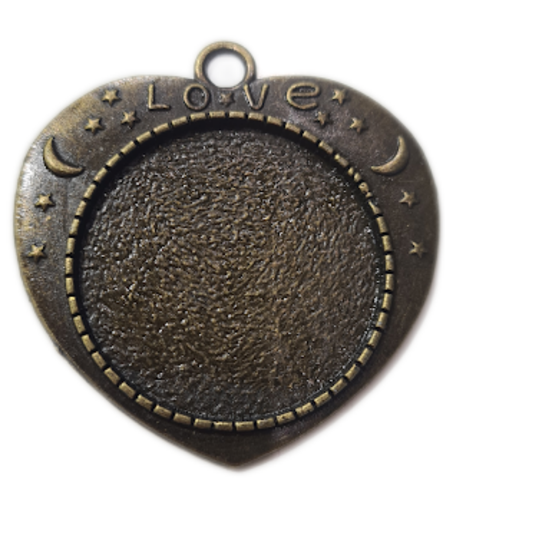 Bronze Love heart Cabochon Pendant