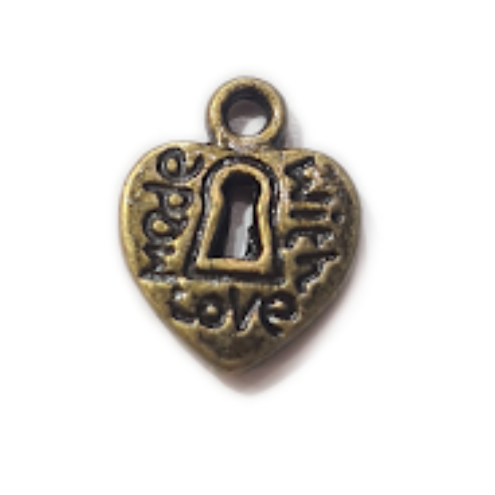 Bronze 'Made With Love' Heart Charm