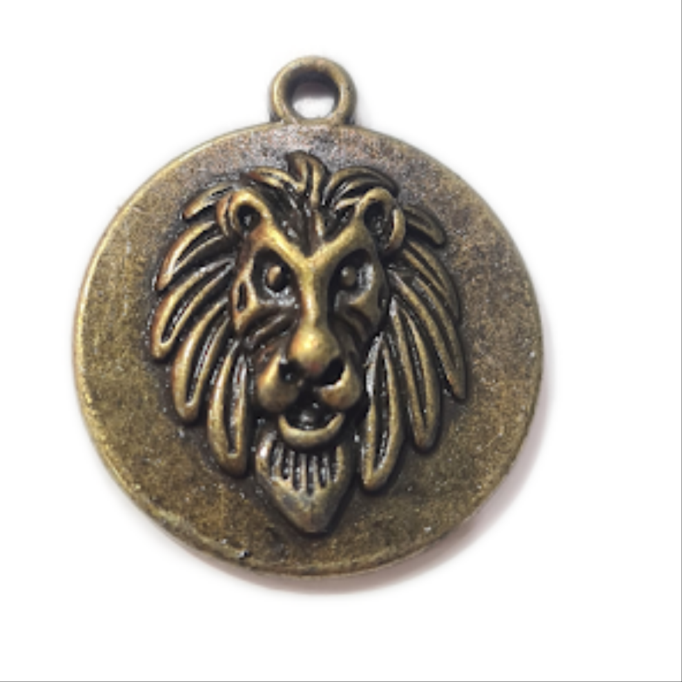 Bronze Lion Head Charm Pendant