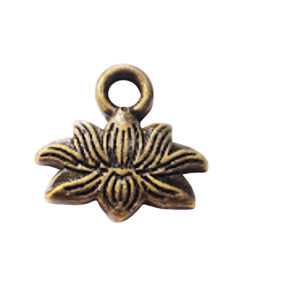 10pc Bronze Ohm Flower Charms