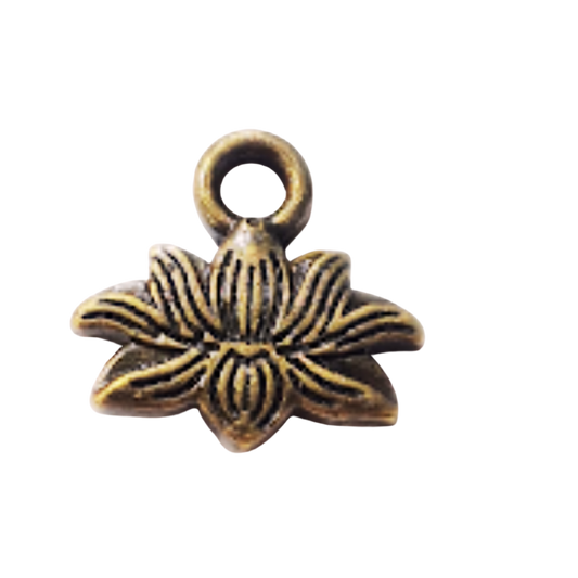10pc Bronze Ohm Flower Charms