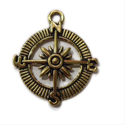 Gold Compass Charm Pendant