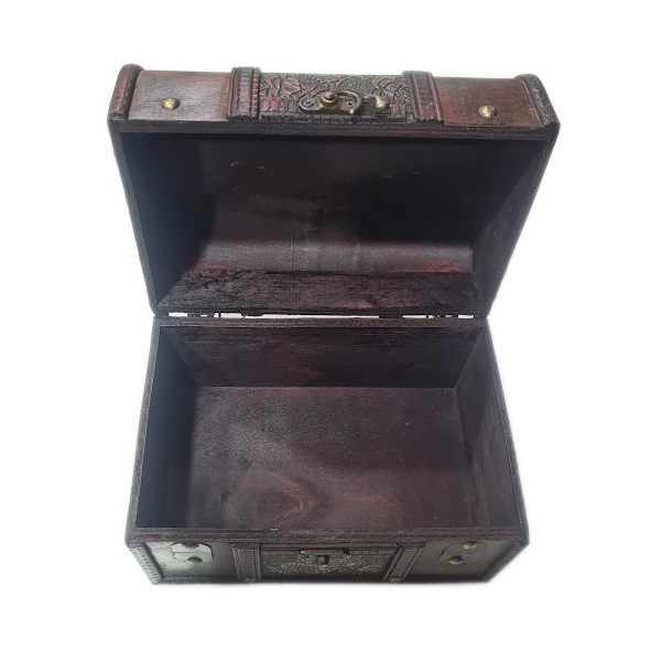 Extra Large Wooden Chest With Plain sides & Dark Red Flowers.