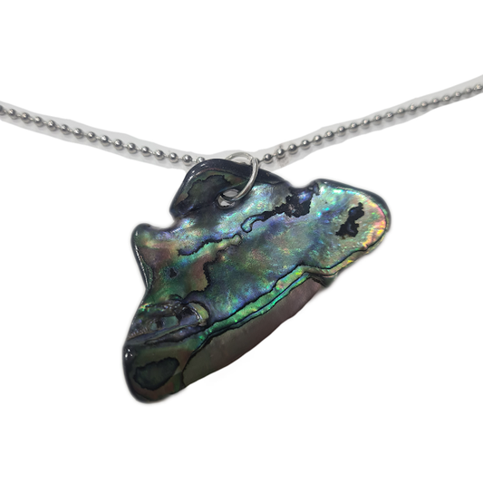 Chunk of Paua Shell Necklace With Silver Chain