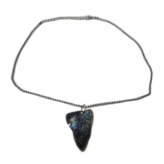 Triangle Paua Shell Necklace With Silver Chain
