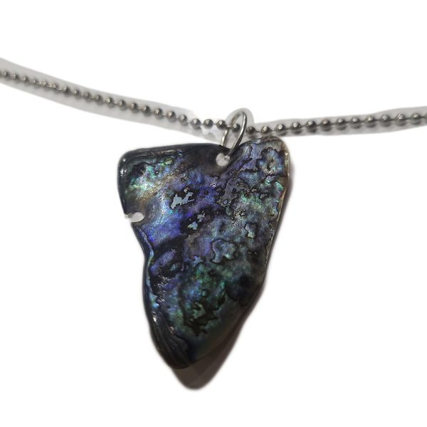 Triangle Paua Shell Necklace With Silver Chain