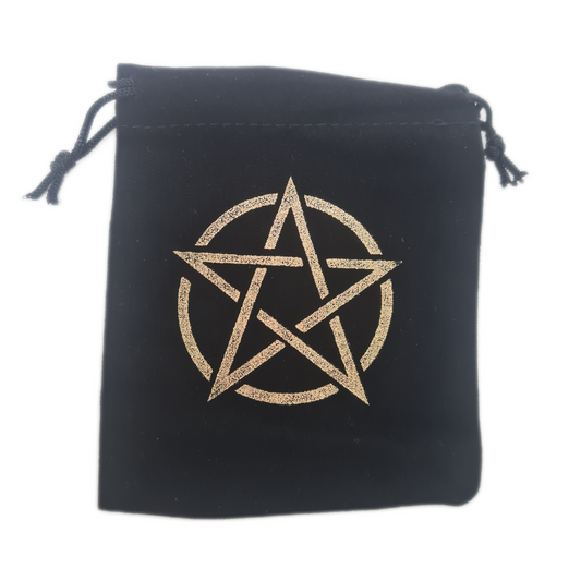 Pentacle Black Velvet Drawstring Pouch