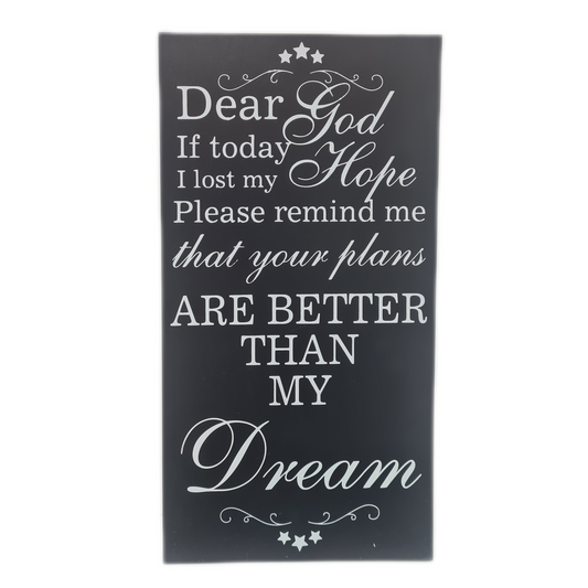 Dear God Wooden Wall Art 25x45cm