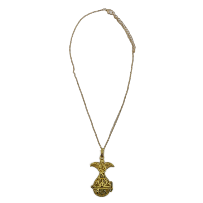 Praying Angel Gold Hollow Cage Pendant Necklace