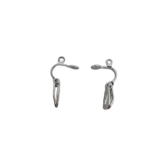 2pc Silver Clip On Earring Components