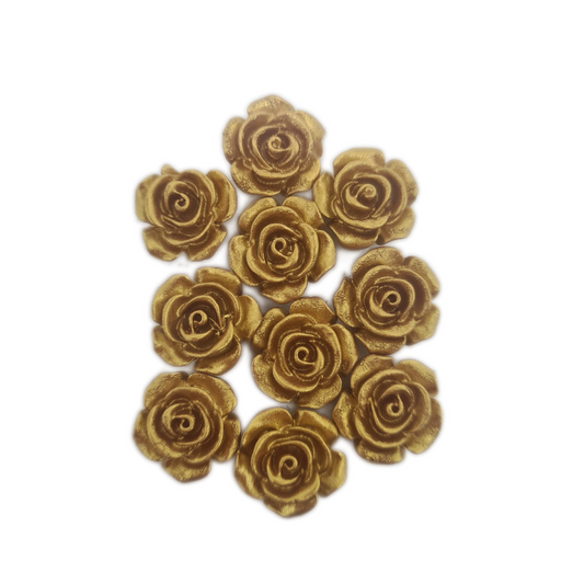 10pc Gold Resin Flower Cabochons
