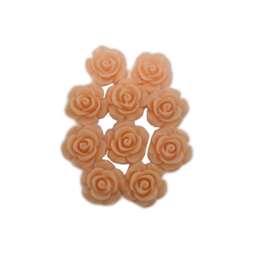 10pc Peach Resin Flower Cabochons