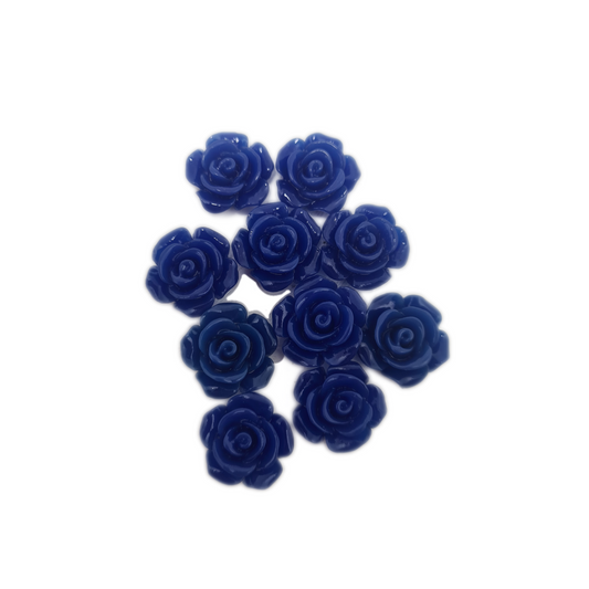 10pc Blue Resin Flower Cabochons