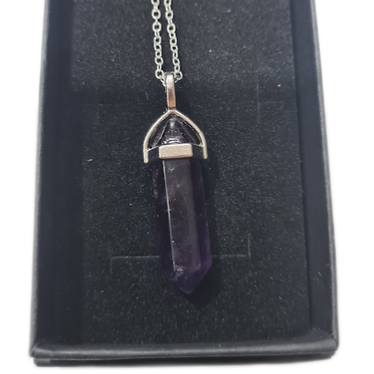 Natural Amethyst Pendant Point Necklace
