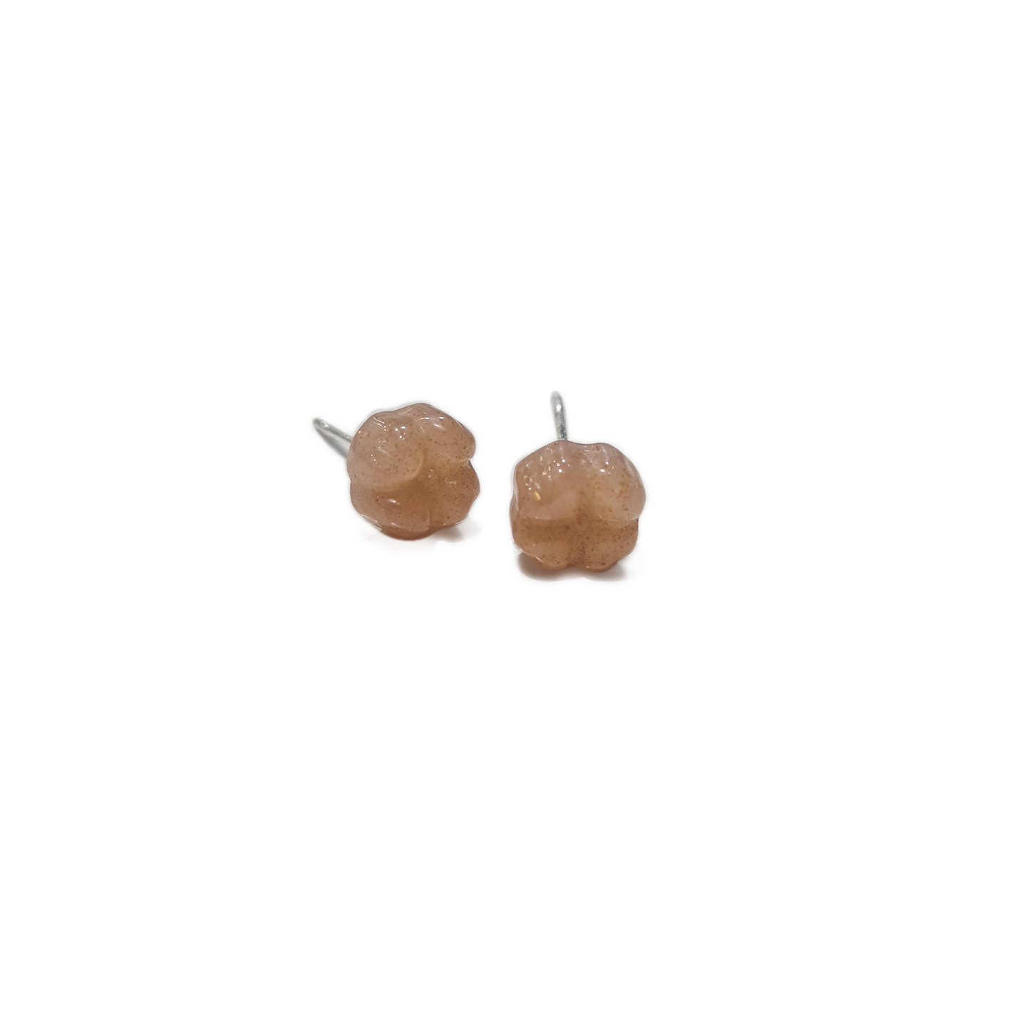 Peach Moonstone Flower Earrings