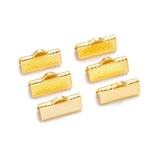 10pc 16mm Golden Ribbon End Crimps