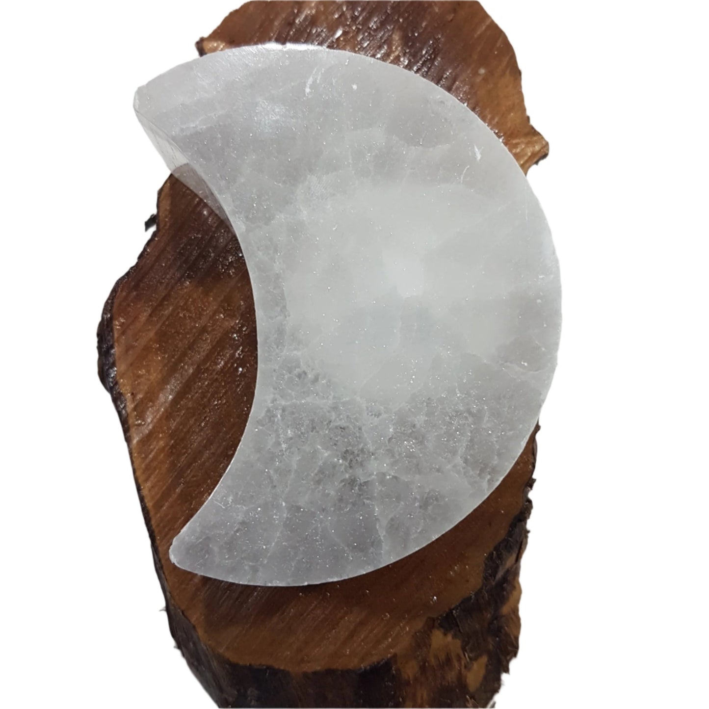 Selenite Moon Tealight Candle Holder