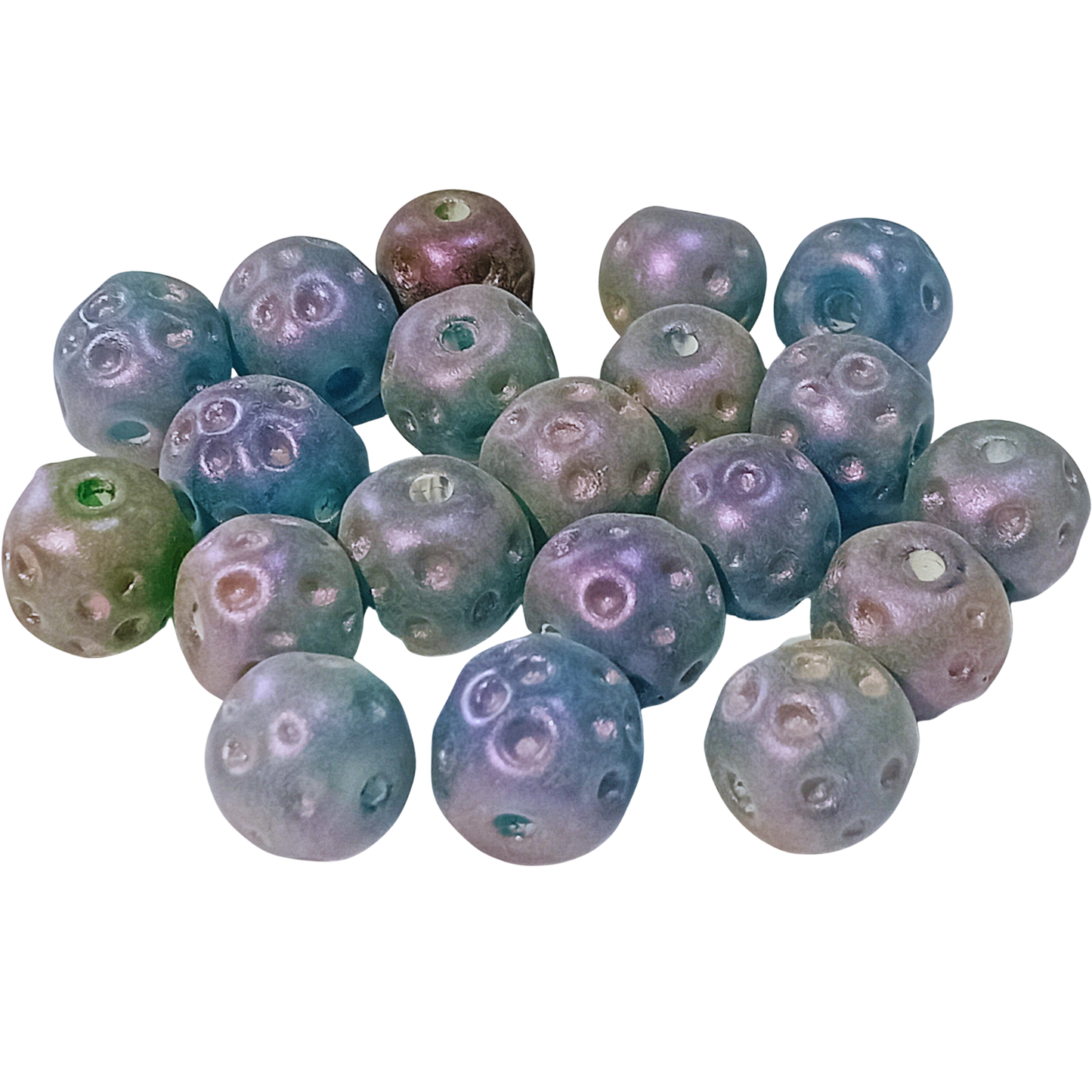 20pc Blue & Purple Metallic baroque Glass Beads