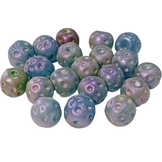 20pc Blue & Purple Metallic baroque Glass Beads
