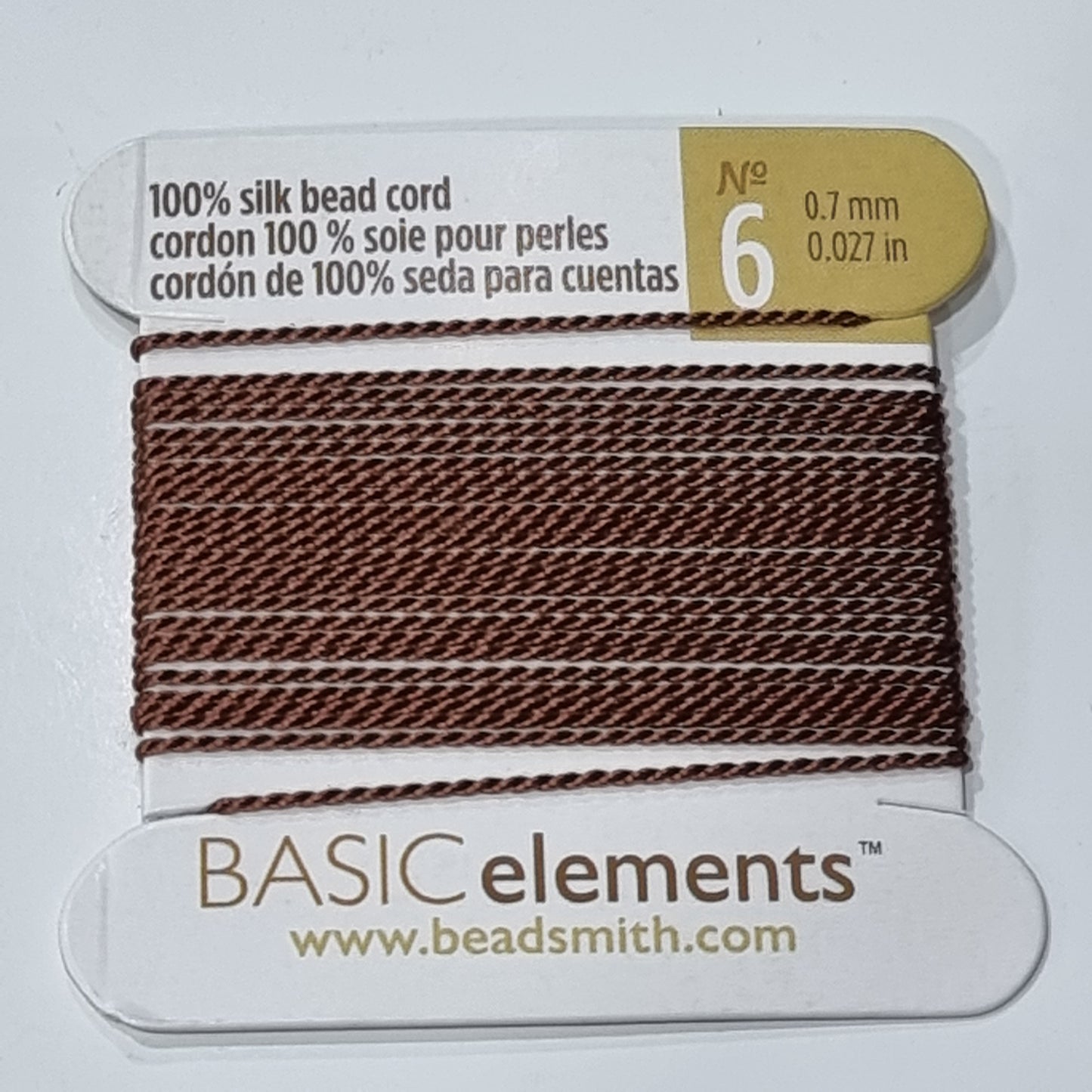 Beadsmith 100% Brown Silk Cord No6
