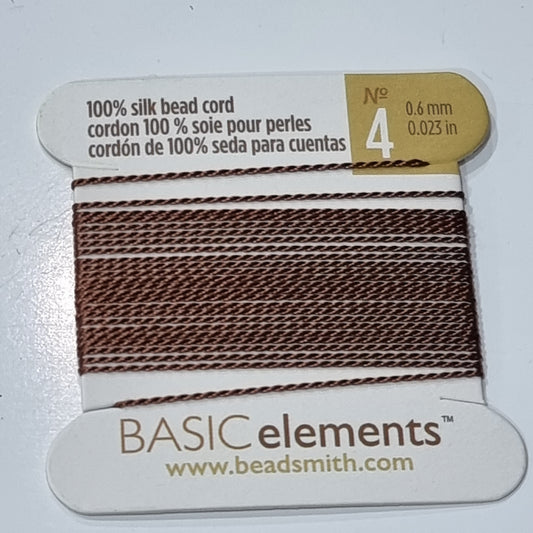 Beadsmith 100% Brown Silk Cord No4