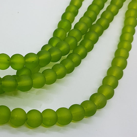 8mm Green Frosted Glass Beads