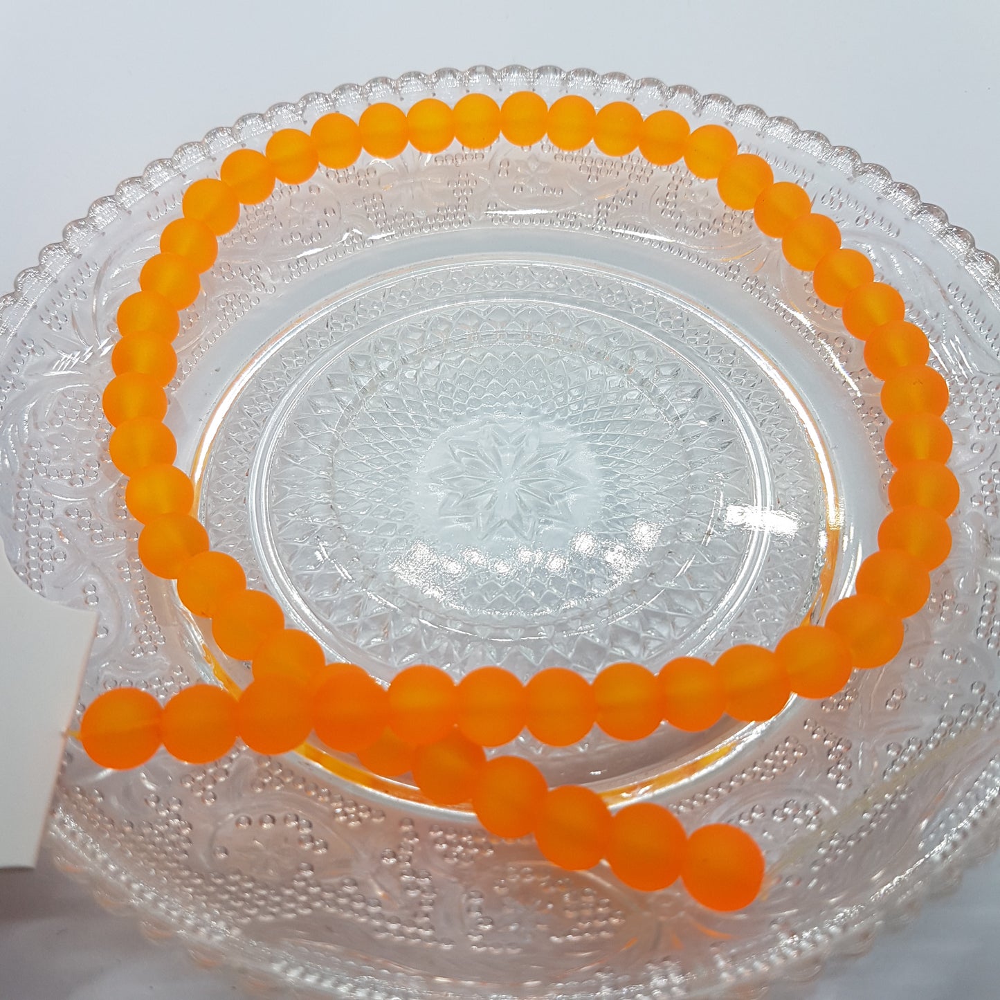 8mm Bright Orange Frosted Glass Beads