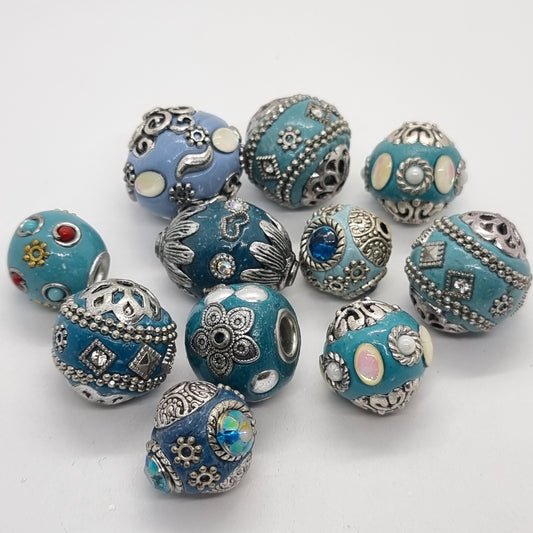 Mixed Blue Kashmiri Beads