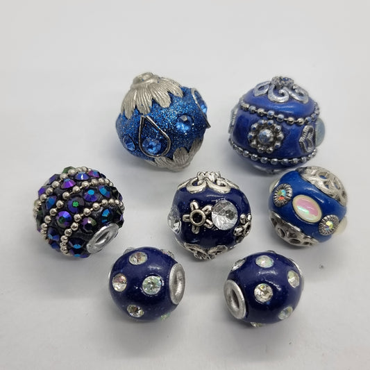 Mixed Blue Kashmiri Beads