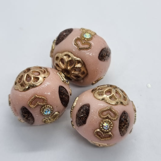 Pink and Gold Kashmiri Beads