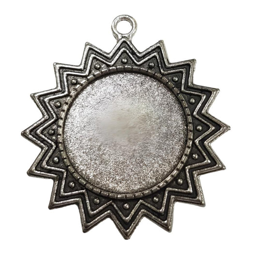 2pc Silver Sun Cabochon Pendant