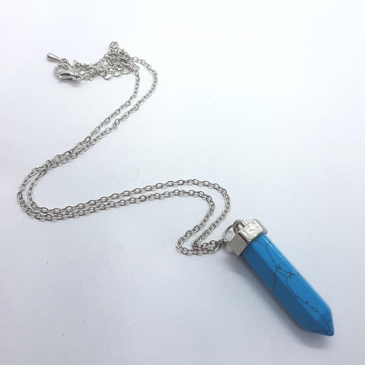 Dyed Blue Howlite Point Necklace