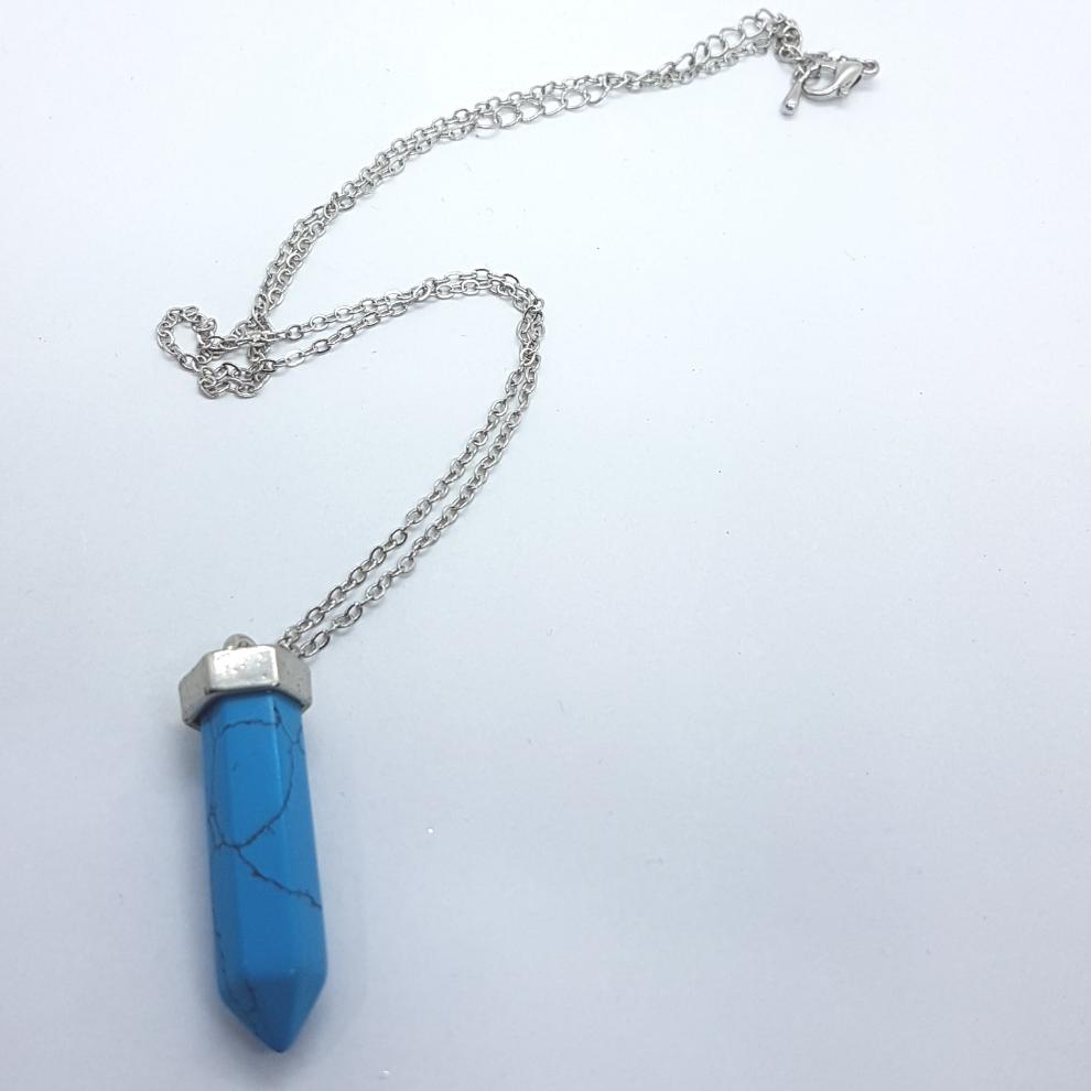 Dyed Blue Howlite Point Necklace