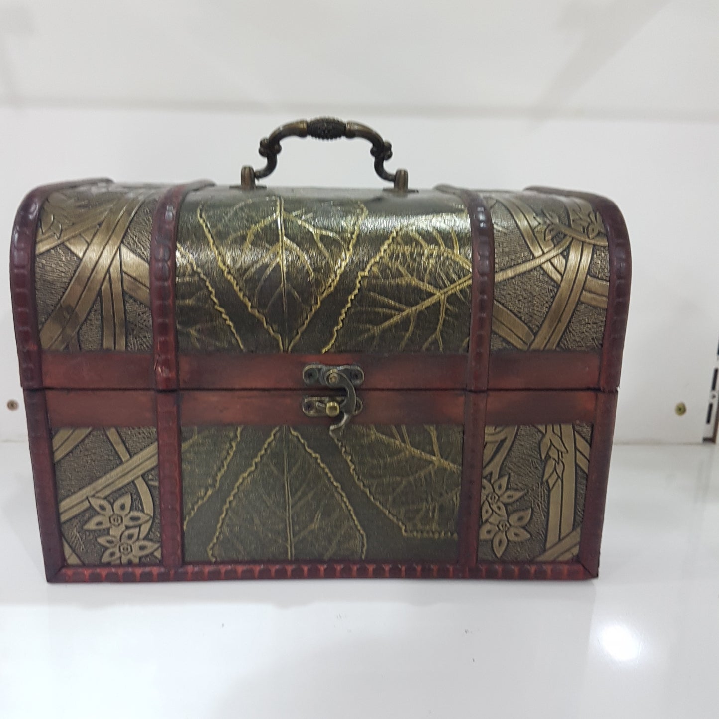 Large Wooden Leaf Treasure Chest