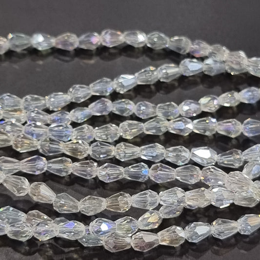 Tiny Clear Crystal Glass Drop Beads Approx 65pc