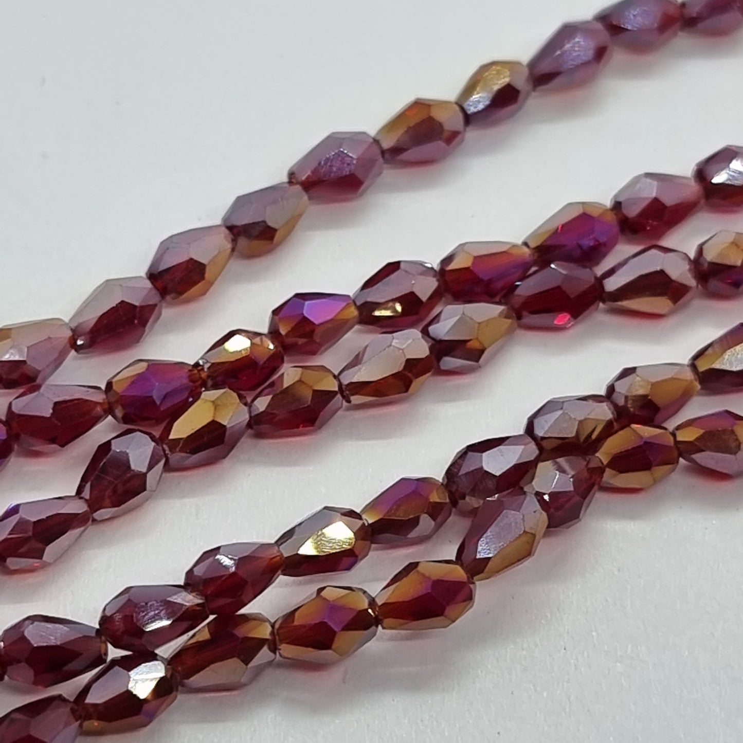 Tiny Red Crystal Glass Drop Beads Approx 65pc