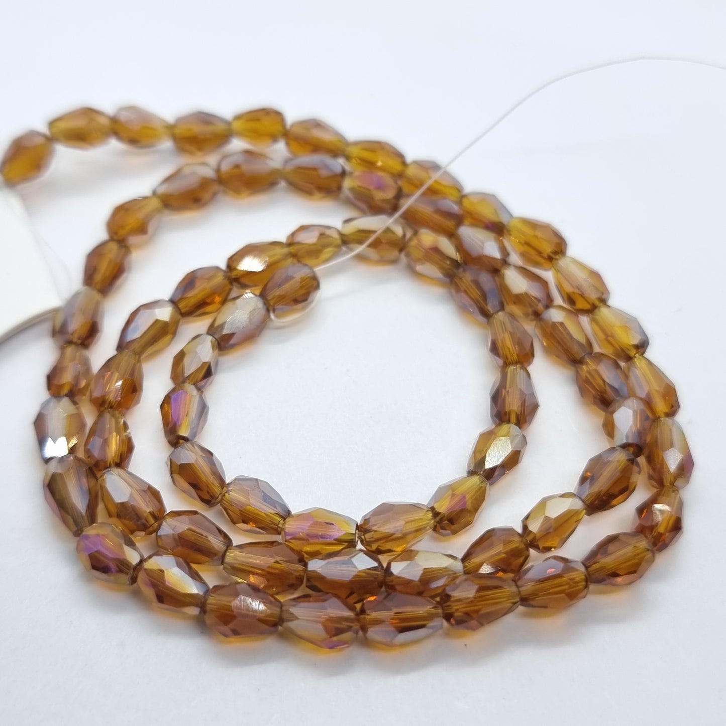 Dark Amber Crystal Glass Drop Beads Approx 65pc