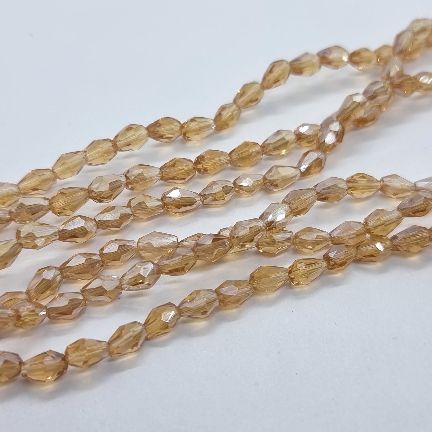 Tiny Golden Crystal Glass Drop Beads Approx 65pc