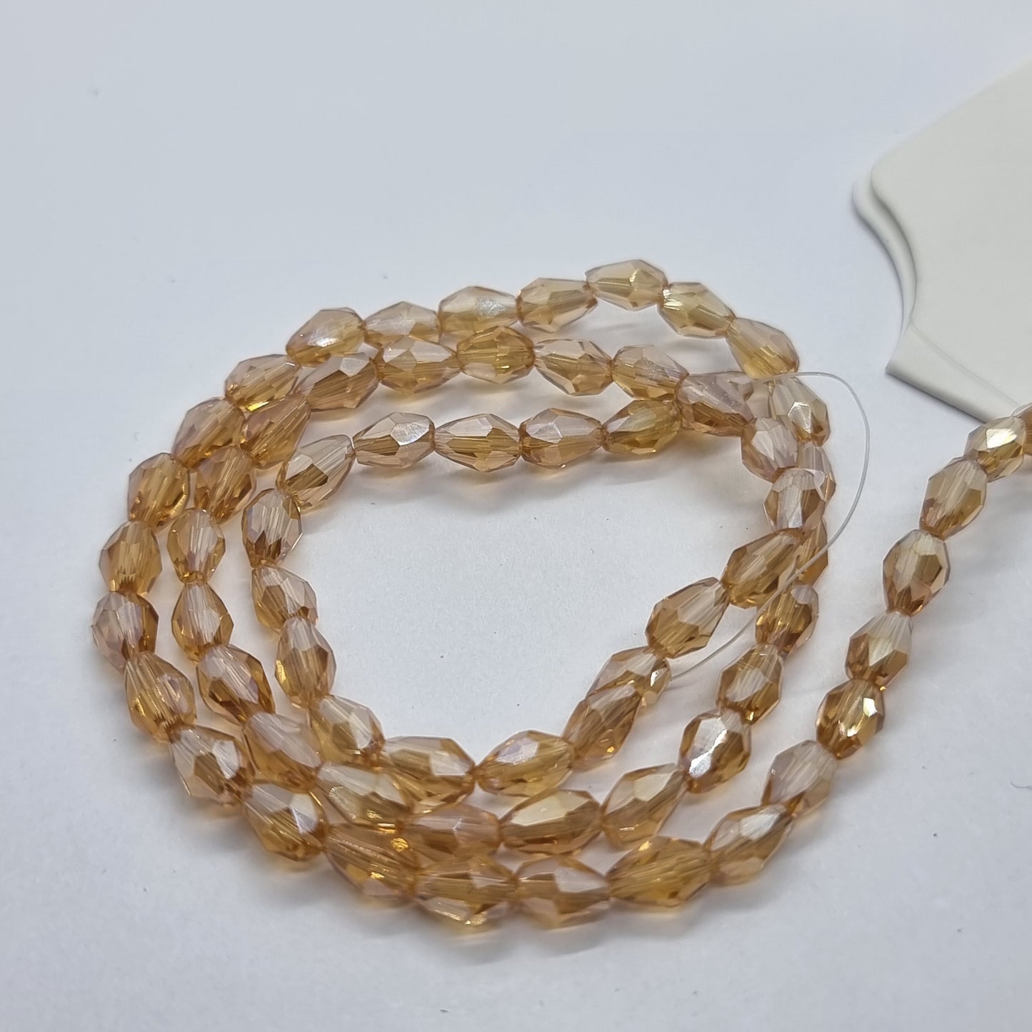 Tiny Golden Crystal Glass Drop Beads Approx 65pc