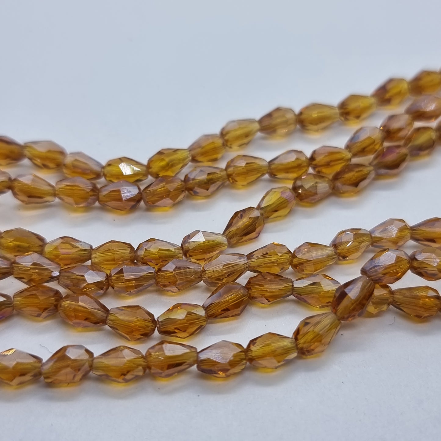 Tiny Amber Crystal Glass Drop Beads Approx 65pc