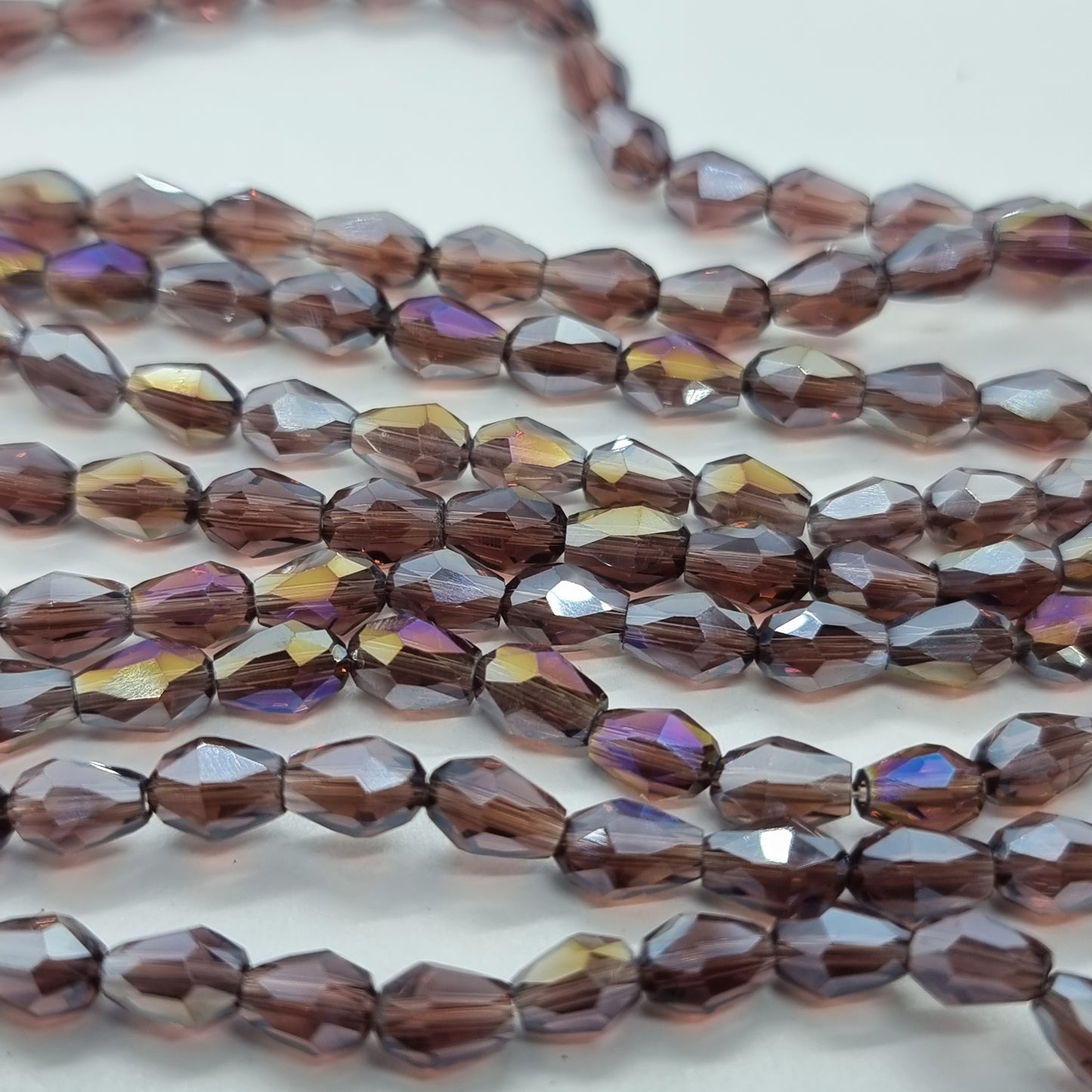Tiny Purple Crystal Glass Drop Beads Approx 65pc