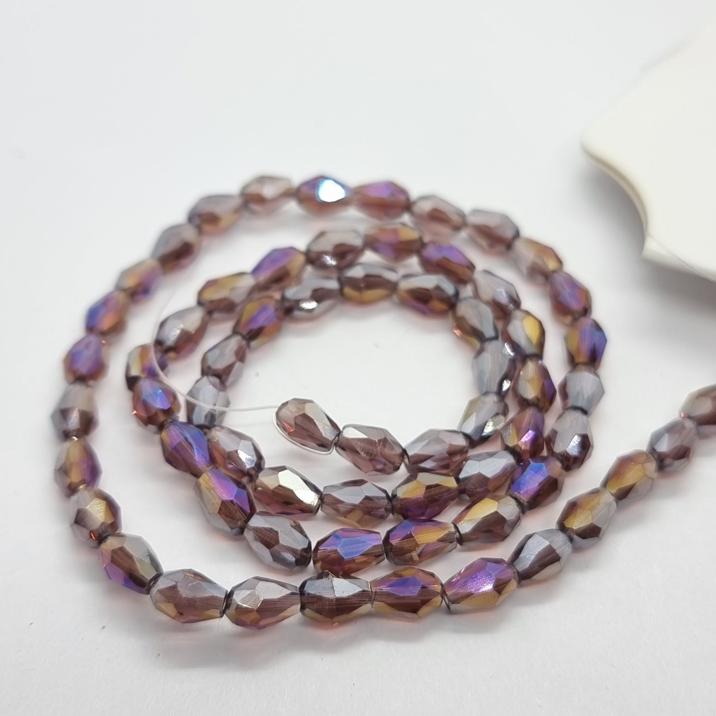 Tiny Purple Crystal Glass Drop Beads Approx 65pc